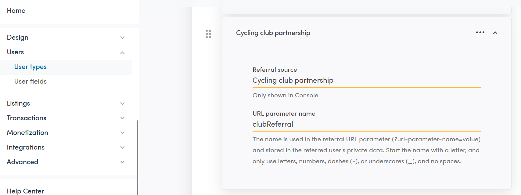 Console referral link example