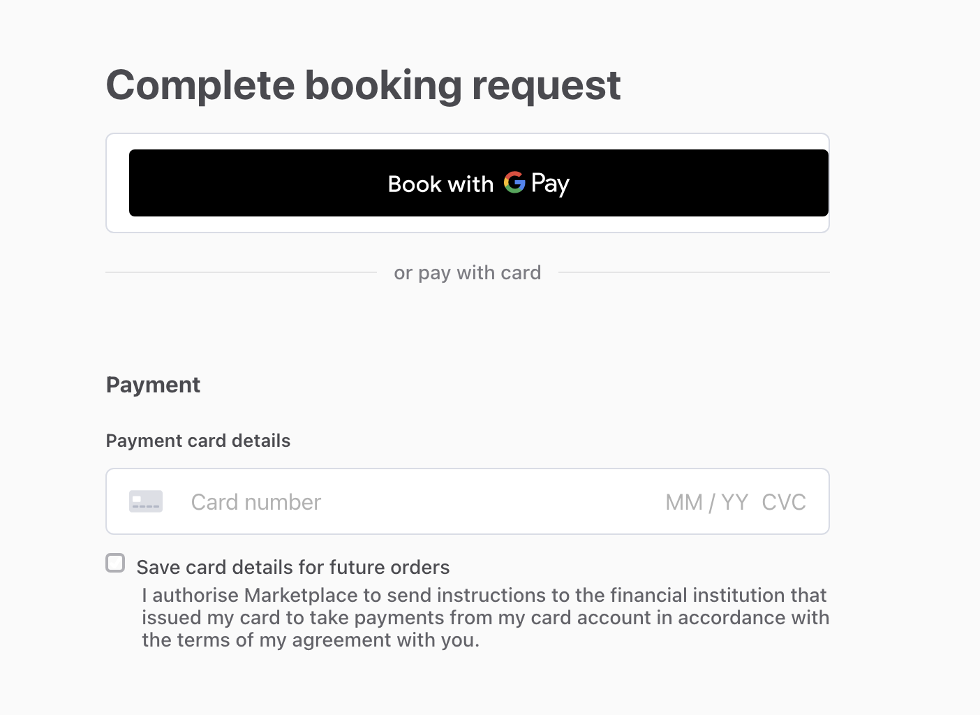 Payment Request Button showing Google Pay