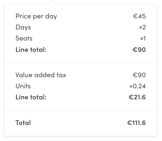 Line items with tax